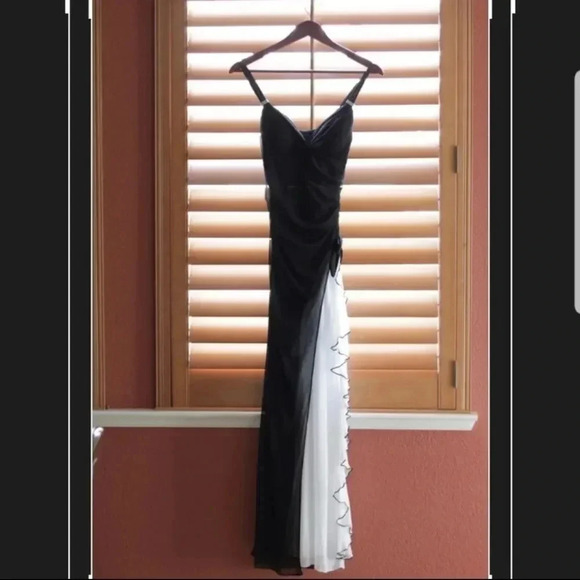 Blondie Nites Black Evening Dress with Straps - Picture 1 of 4